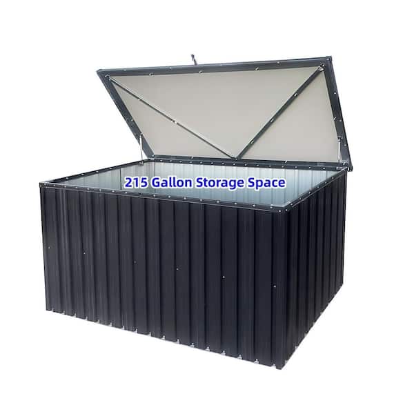 215 gal. Metal Outdoor Storage Deck Box for Garden and Patio in Black