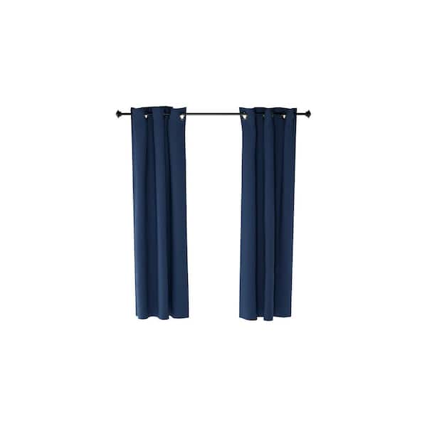 Furinno Dark Blue Grommet Blackout Curtain - 42 in. W x 63 in. L (Set of 2)