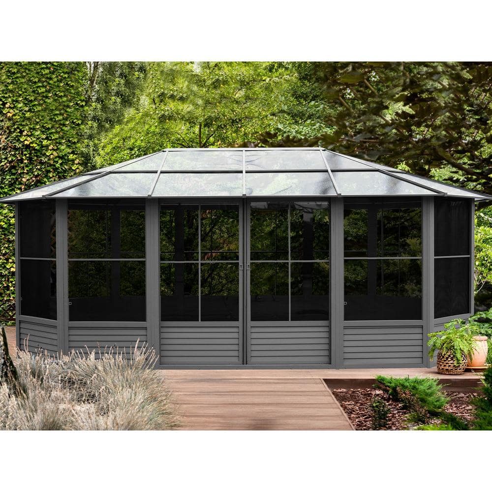 Gazebo Penguin Florence Solarium 12 ft. x 18 ft. in Slate