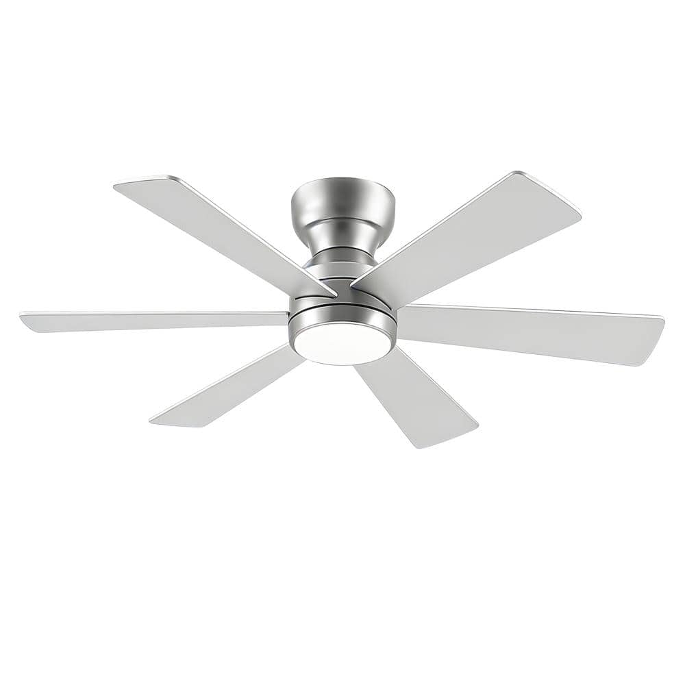 46 in. Silver Flush Mount Standard Ceiling Fan with Reversible Blades,LED Light and Remote Included price history on PriceWatchPro