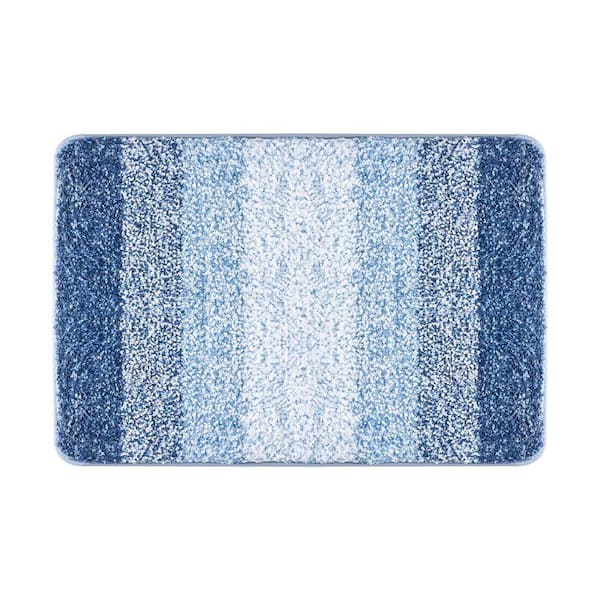 Bathroom Rugs 30 in. x 20 in. Bath Mat Absorbent Soft Microfiber Bathroom Mat with Non-Slip TPE Backing Machine (Blue)