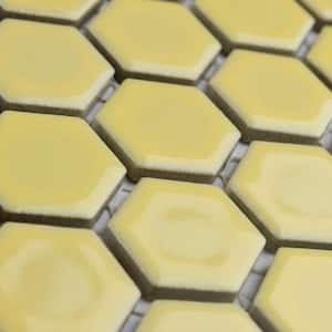 Hudson 1 in. Hex Vintage Yellow 6 in. x 6 in. Porcelain Mosaic Take Home Tile Sample