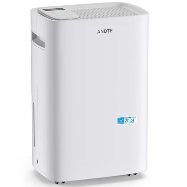 ANDTE 52 pt. 4,500 Sq. Ft. Dehumidifier in. White with Bucket and Drain Hose for Basement, Garage and Damp Rooms ENERGY STAR