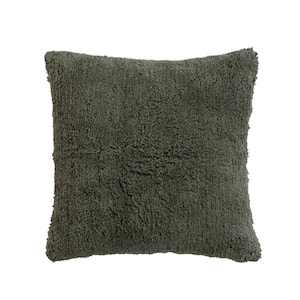 Forest Green, Natural Tufted Polyester 18 in. x 18 in. Throw Pillow