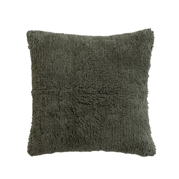 Storied Home Forest Green, Natural Tufted Polyester 18 in. x 18 in. Throw Pillow