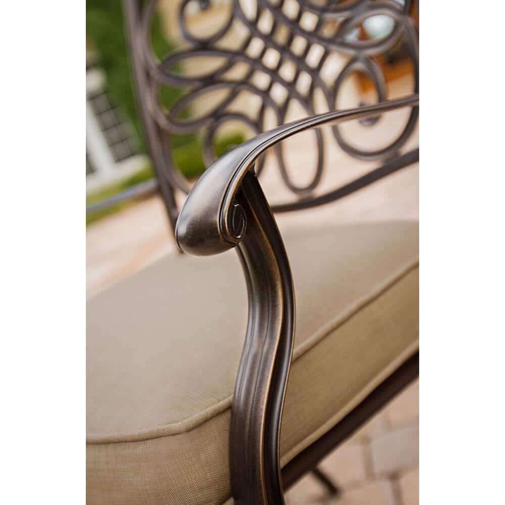 Bronze 7-Piece Outdoor Dining Set with Beige Cushions