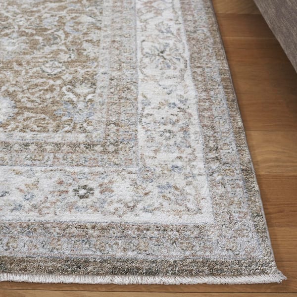 SAFAVIEH April 8 ft. x 10 ft. Ivory/Green Floral Oriental Area Rug
