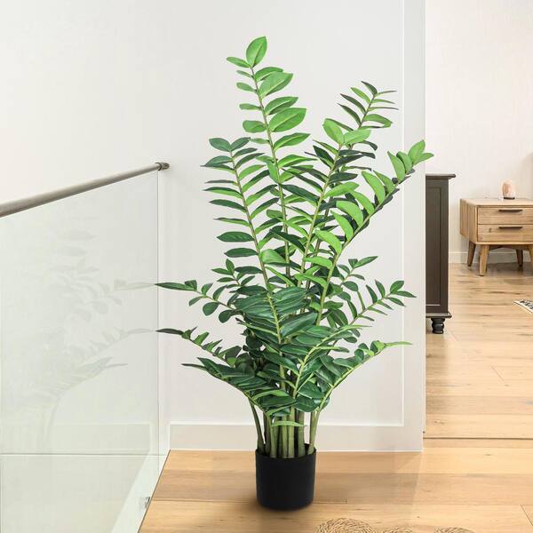 LIVING LUXURY 50 in. Real Touch Artificial Zamiifolia ZZ Plant in