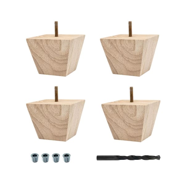 American Pro Decor 3 in. x 3-7/8 in. Unfinished Solid Hardwood Square Bun Foot (4-Pack)