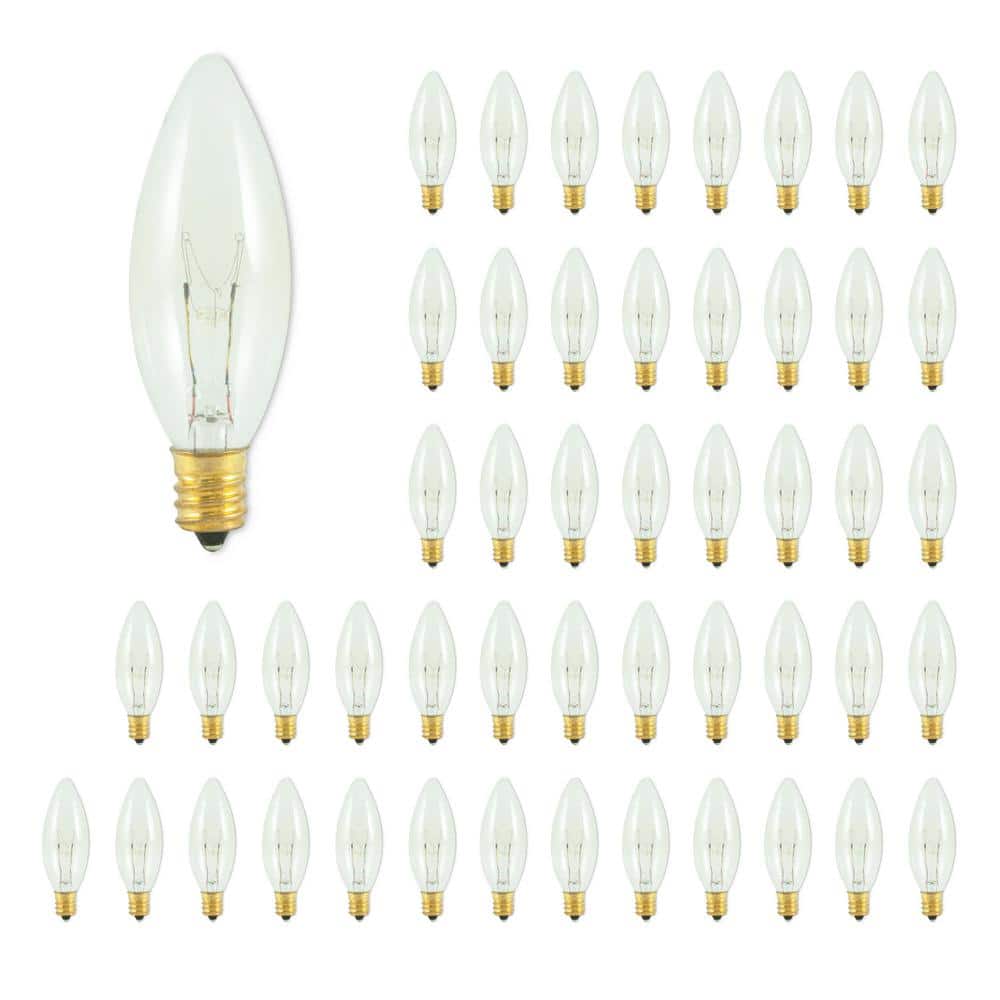 15-Watt Warm White Light B8 Candelabra Base (E12), Clear DimmableIncandesce