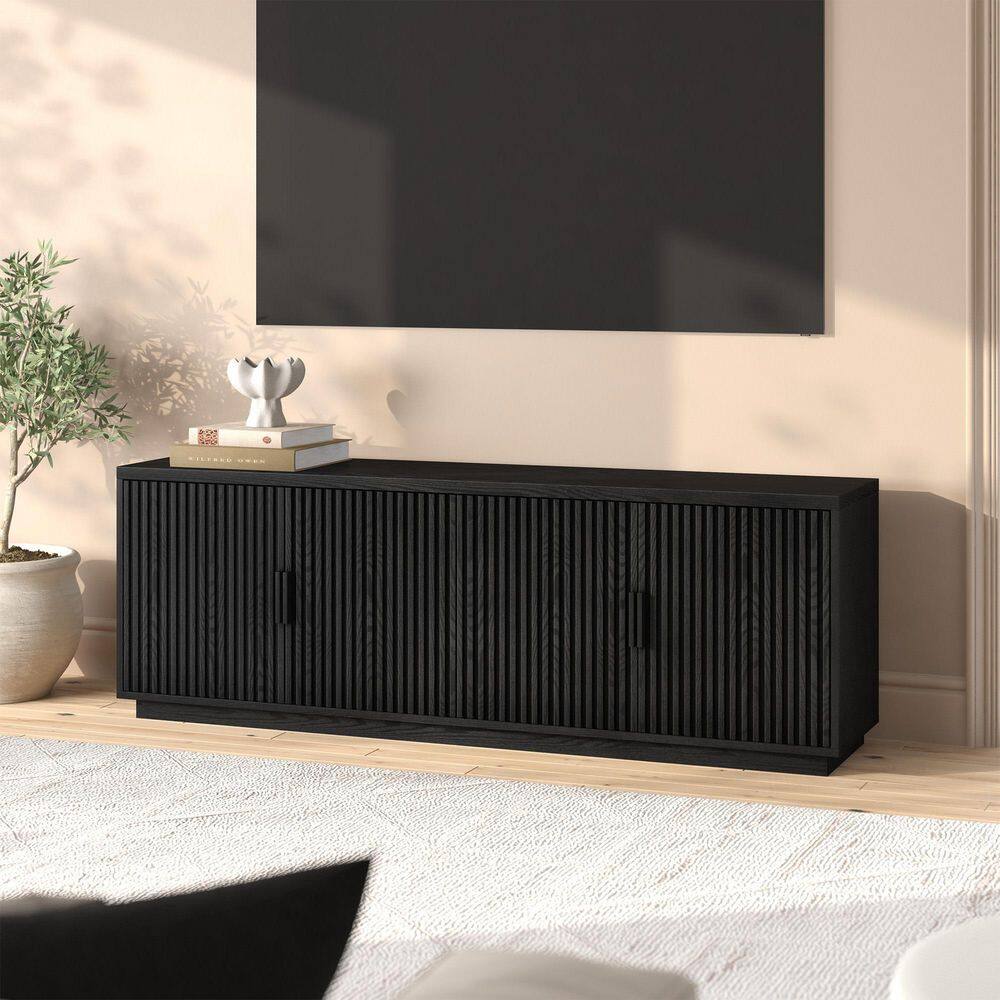 Meyer&Cross Mero 68 in. Black Grain TV Stand Fits TV's up to 75 in