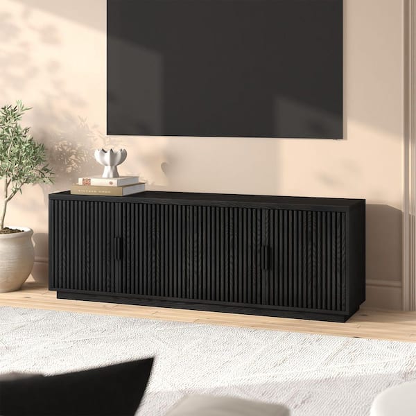 Meyer&Cross Mero 68 in. Black Grain TV Stand Fits TV's up to 75 in