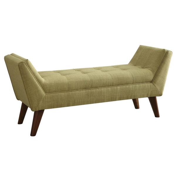 Worldwide Homefurnishings Tufted Fabric Double Bench in Green