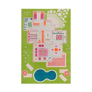 Playhouse Green 3D 4 ft. x 6 ft. 3D Soft and Cozy Non-Toxic Polypropylene Play Area Rug for Kids Bedroom or Playroom