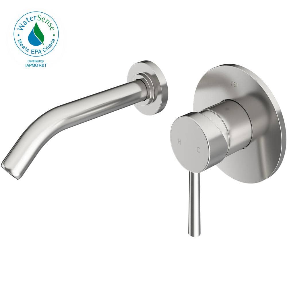 Modern Black and Nickel Wall Mounted Widespread Faucet
