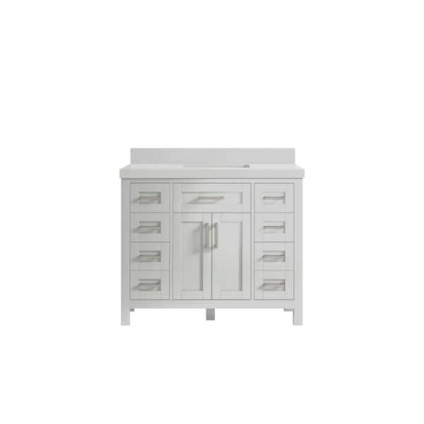 Willow Collections Cambridge 42 in. W x 22 in. D x 36 in. H Bath Vanity in Gray with 2 in Carrara Quartz Top
