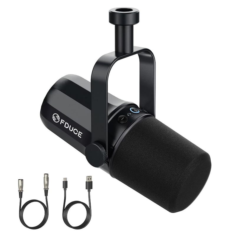 Dynamic Microphone with Built-in Headphone Output, LED Mute Button for Podcasting, Gaming, Live Streaming and Recording