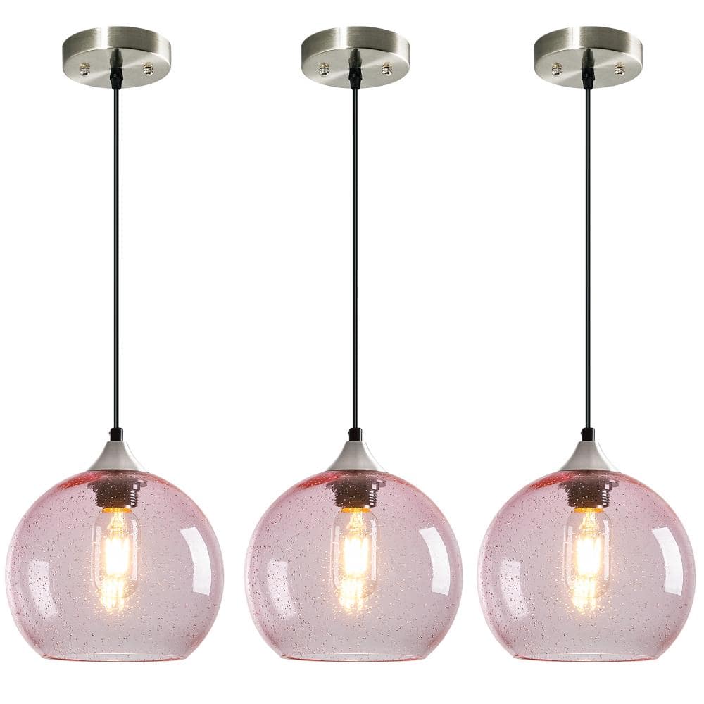 60w 3-Light Pink Glass Pendant Lights for Kitchen Island Bedroom Living Dining Room price history on PriceWatchPro