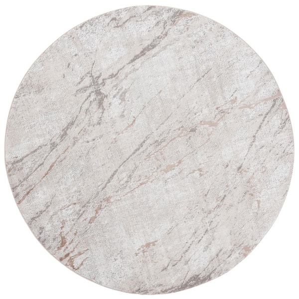 SAFAVIEH Parker 7 ft. x 7 ft. Taupe/Gray Gold Abstract Marble Round Area Rug