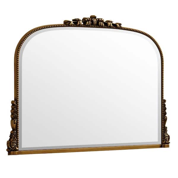 XRAMFY Antique Gold 44 in. W x 32 in. H Arched Polyurethane Framed