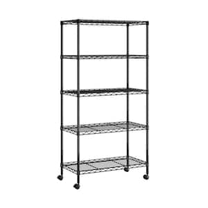 5-Tier Steel Wire Shelving System in Black (30 in. W x 14 in. D x 60 in. H)