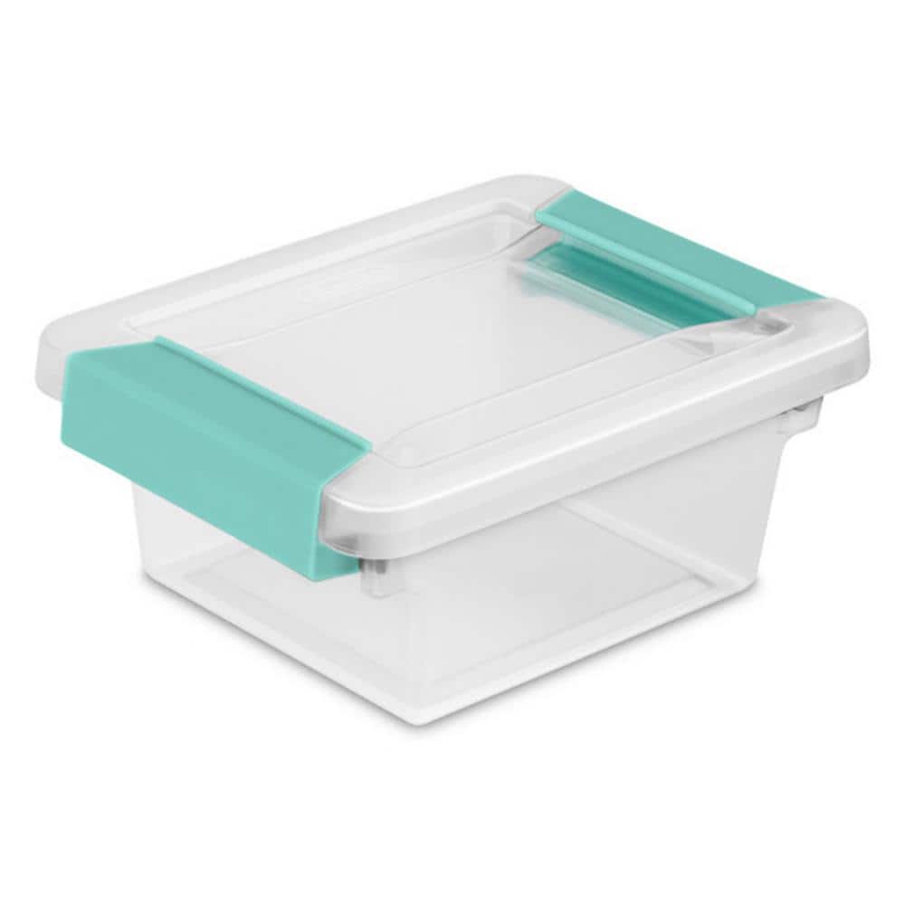 Mini Clip Plastic Storage Box Clear with Blue Latches, 1.4 qt. Capacity (24-Pack) price history on PriceWatchPro