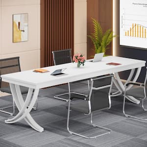 Moronia 78.74 in. Rectangle Conference Table for 6-8 People, Long Seminar Table, White Wood Executive Desk for Meeting