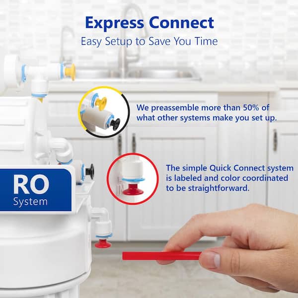 Express Water Express Water Reverse Osmosis 5 Stage Water Filtration System With Faucet Tank And 4 Replacement Filters 50 Gpd Ro5dxc The Home Depot