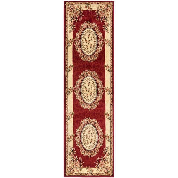 SAFAVIEH Lyndhurst Red/Ivory 2 ft. x 8 ft. Floral Medallion Border Runner Rug