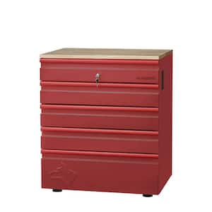 Heavy Duty Welded 18-Gauge Steel 5-Drawer Garage Base Cabinet in Red (28 in. W x 32 in. H x 21.5 in. D)