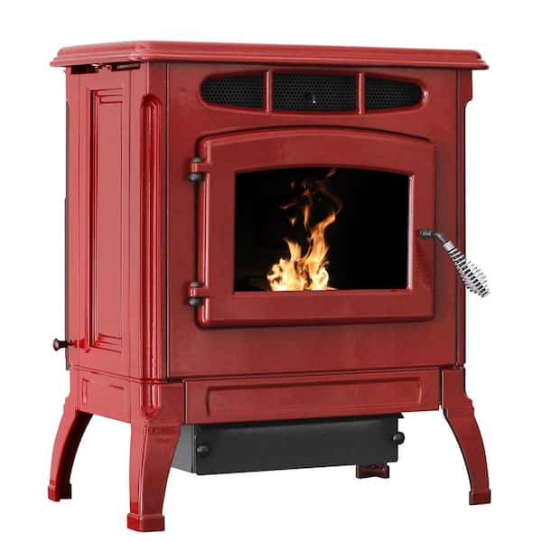 Ashley Hearth Products 2,000 sq. ft. EPA Certified Cast Iron Pellet Stove Red Enameled Porcelain with 40 lbs. Hopper