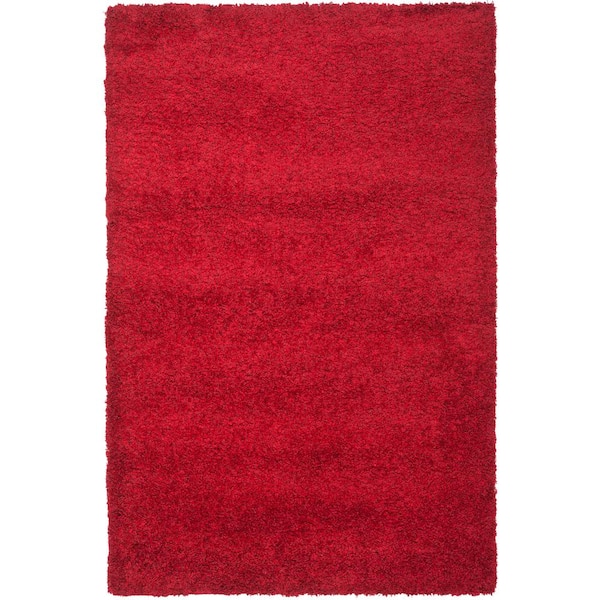 SAFAVIEH California Shag Red Doormat 3 ft. x 5 ft. Solid Area Rug