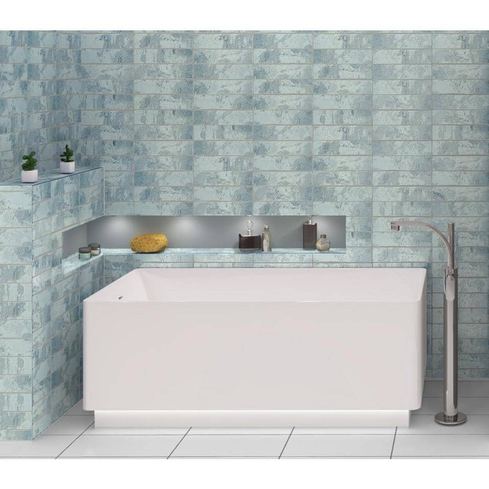 Splash Mermaid Blue Glossy Ceramic Subway Wall Tile