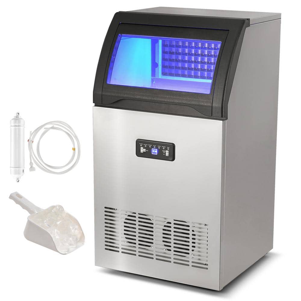 19 in. 120lb. /24H Commercial Ice Maker with 33 lb. Storage 50 Full Sizes Cubes in 12-15 Minutes Freestanding Machine