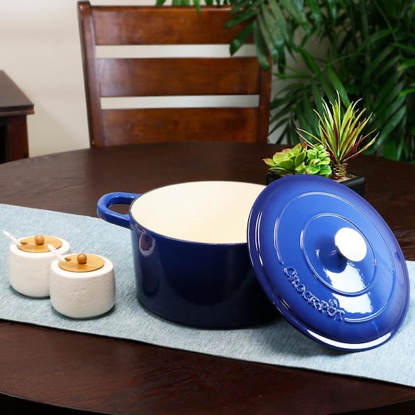  Crock-Pot Artisan Round Enameled Cast Iron Dutch Oven, 7-Quart,  Sapphire Blue: Home & Kitchen