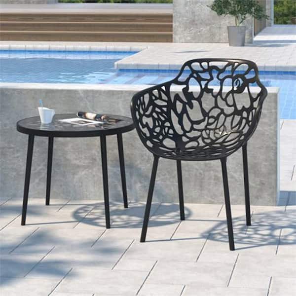 17 in. Glass Finish Black Finish Rectangle Wood End Table