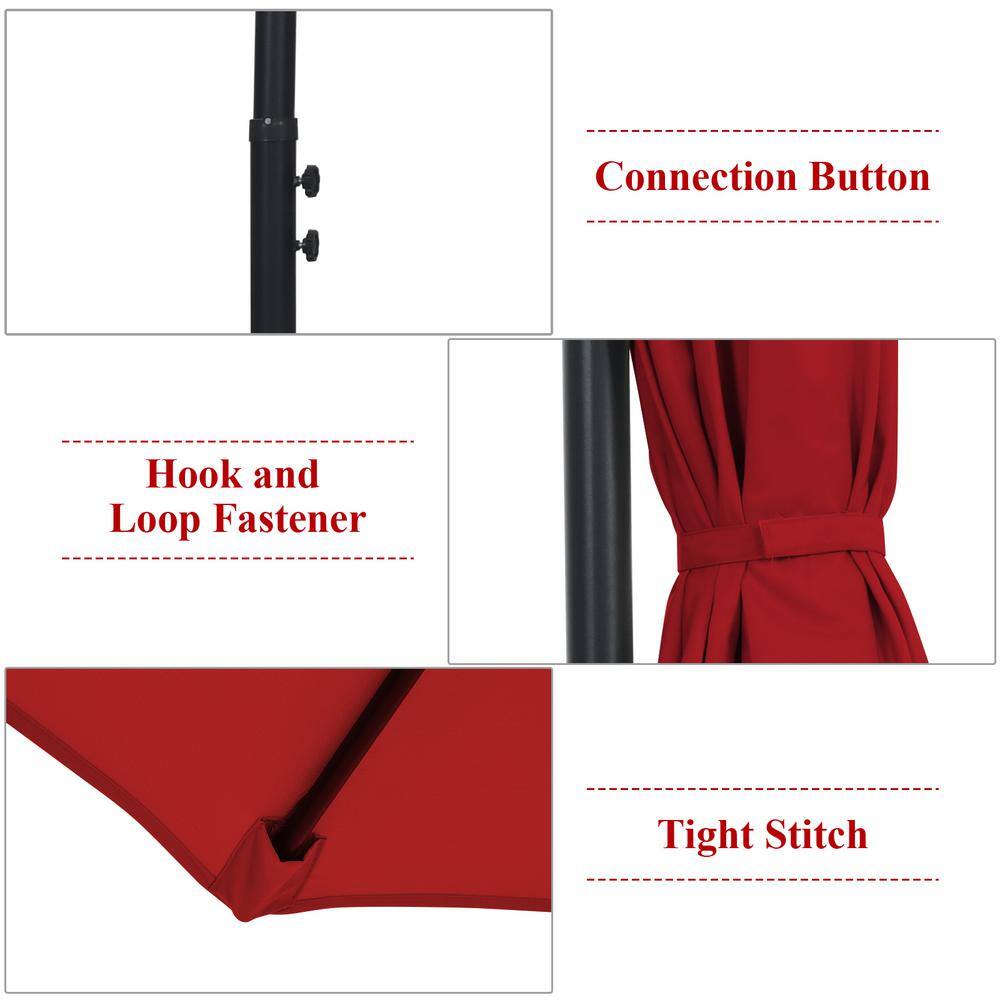 10ft Red Cantilever Patio Umbrella with Steel Frame