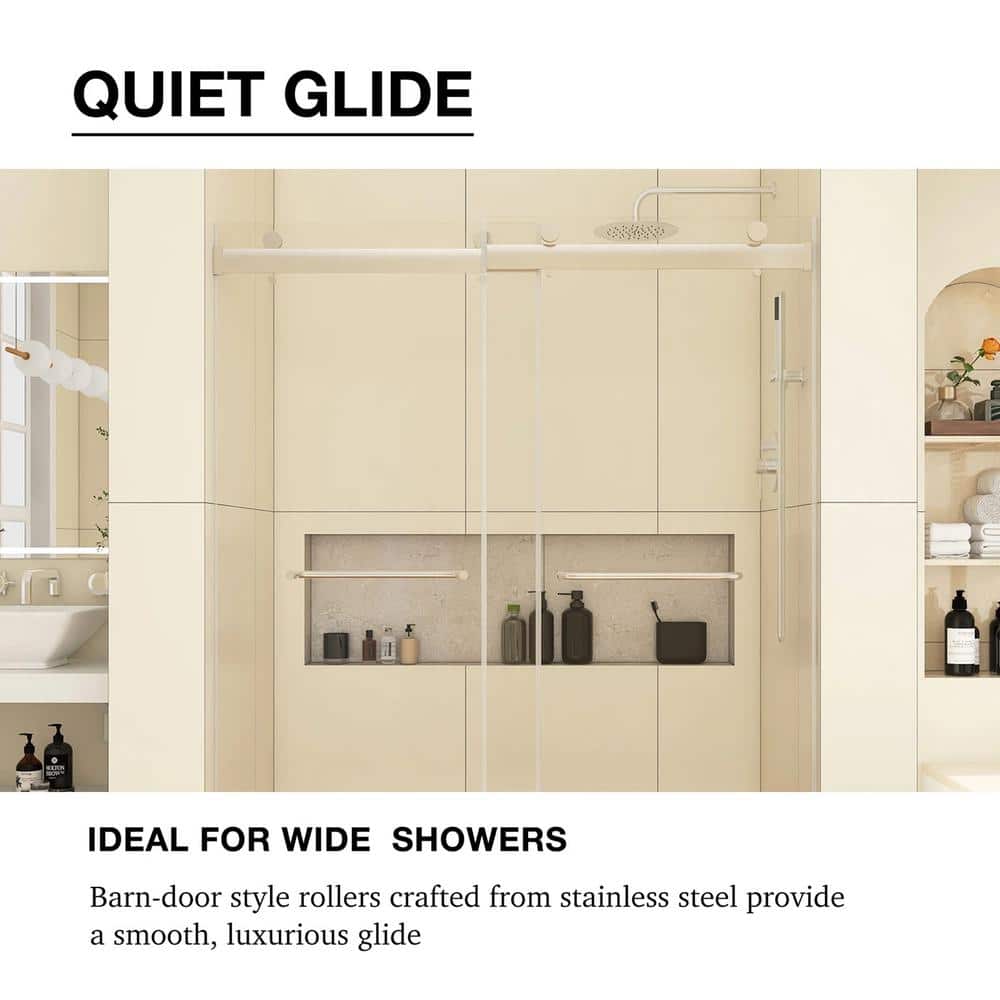 Matte Black Frameless Sliding Shower Door with Clear Glass
