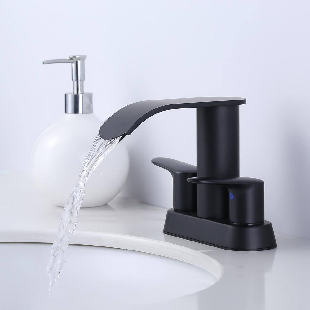 Matte Black Stainless Steel Double Handle Bathroom Faucet