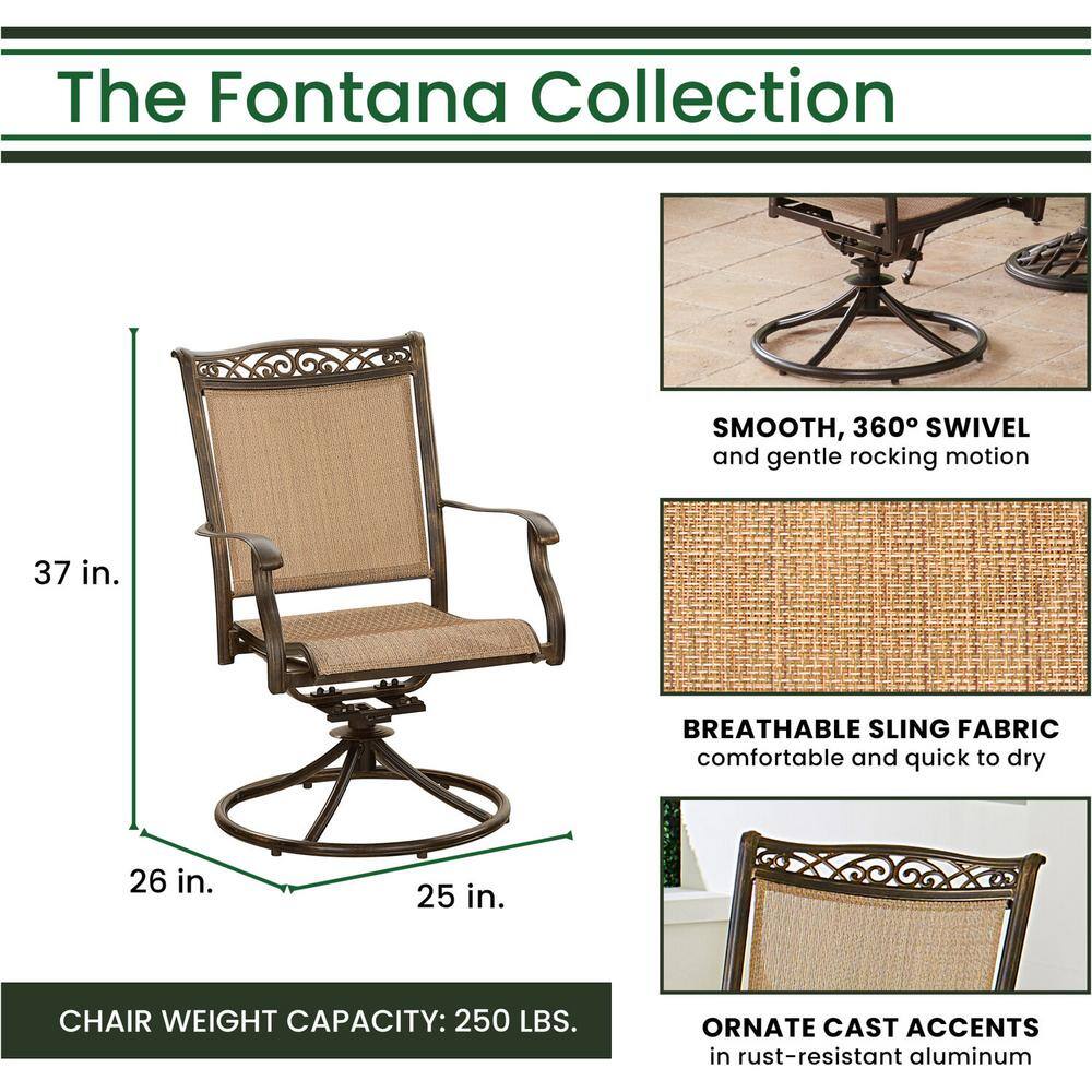 Golden-Bronze 3-Piece Bistro Set with Swivel Rockers and Cast-Top Table