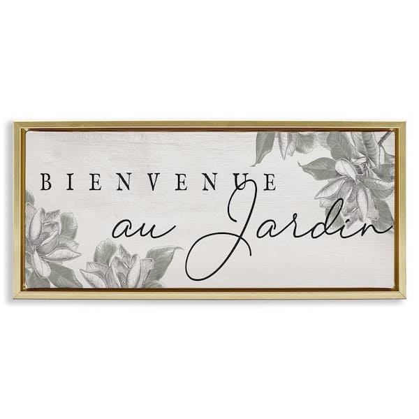 Vintage Garden Welcome by Daphne Polselli Gold Floater Frame Nature Graphic Art Print 14 in. x 31 in.