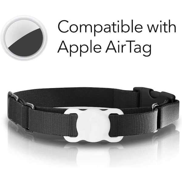 Black White Pet Collar Apple AirTag Holder - Protective Silicone Case for GPS Tracker (2-Pack) AppleAirTagCase2pBlkWhtUS - The Home