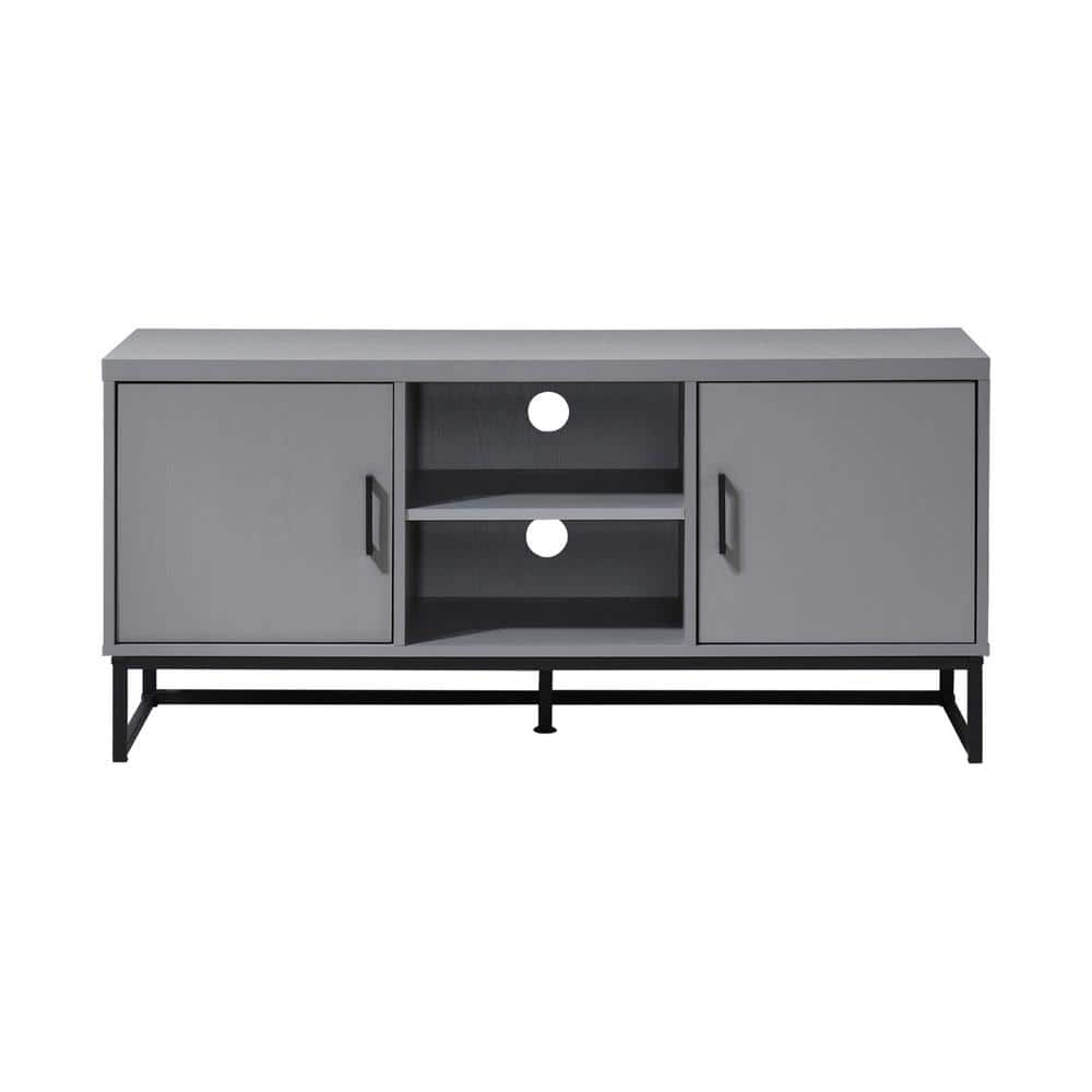 47 in. Grey Wood TV Stand with 2 Storage Cabinets Fits TVs up to 50 in.
