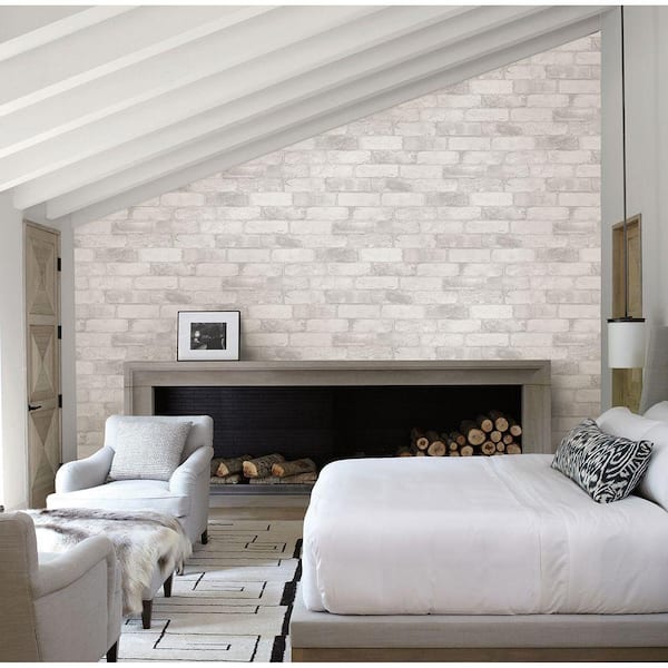 Reclaimed Bricks White Rustic White Wallpaper Sample