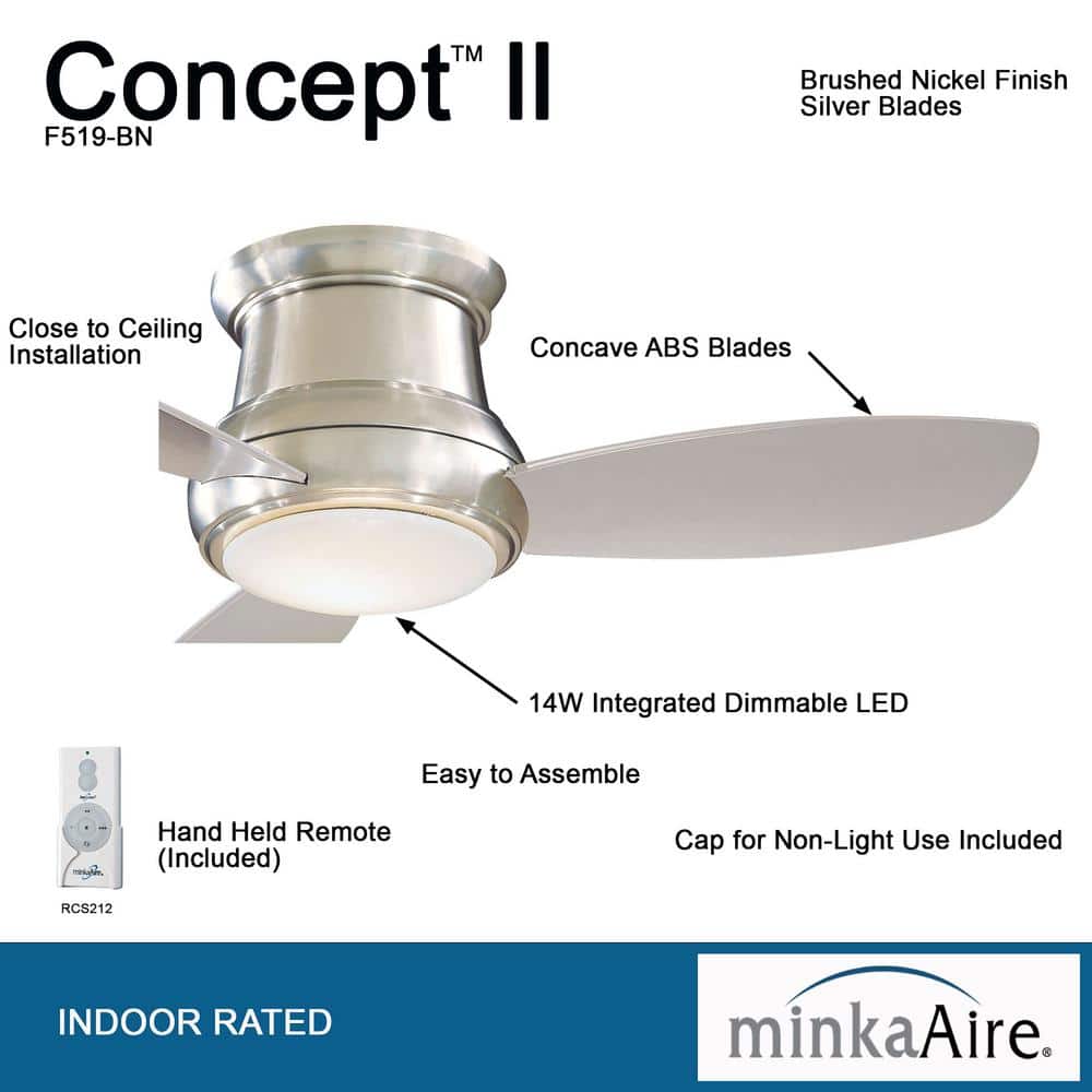 52" Brushed Nickel LED Ceiling Fan with Remote and Light