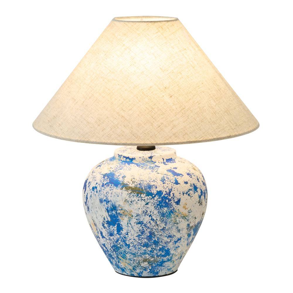 15.75 in. 1-Light Blue & White Starry Sky Ceramic Table Lamp with Beige Linen Shade and On/Off Switch price history on PriceWatchPro