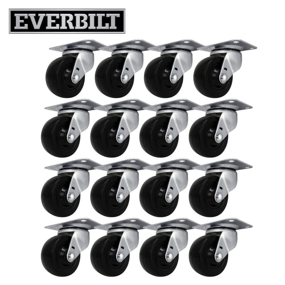 3 in. Black Soft Rubber and Steel Swivel Plate Casters with 175 lbs. Load Rating 16 Pack price history on PriceWatchPro