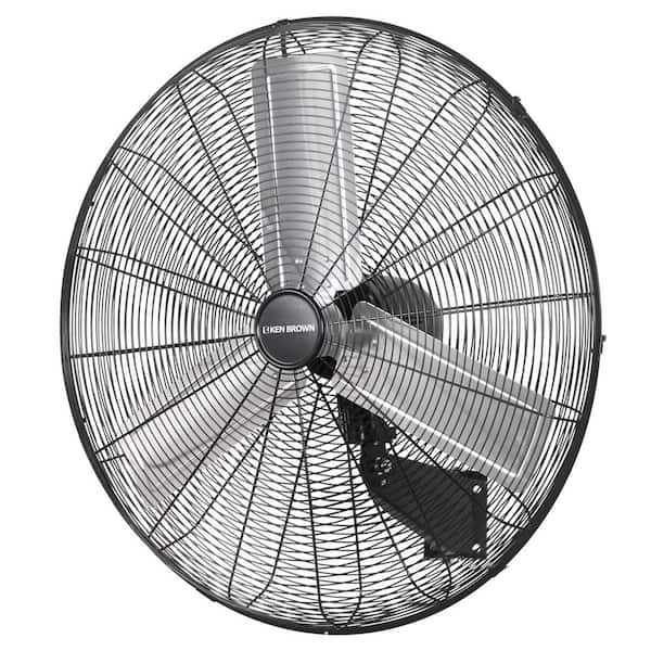 Ken Brown 30 in. 2-Speeds High Velocity Wall Mounted Fan in Black with Oscillating, 9500 CFM, ETL