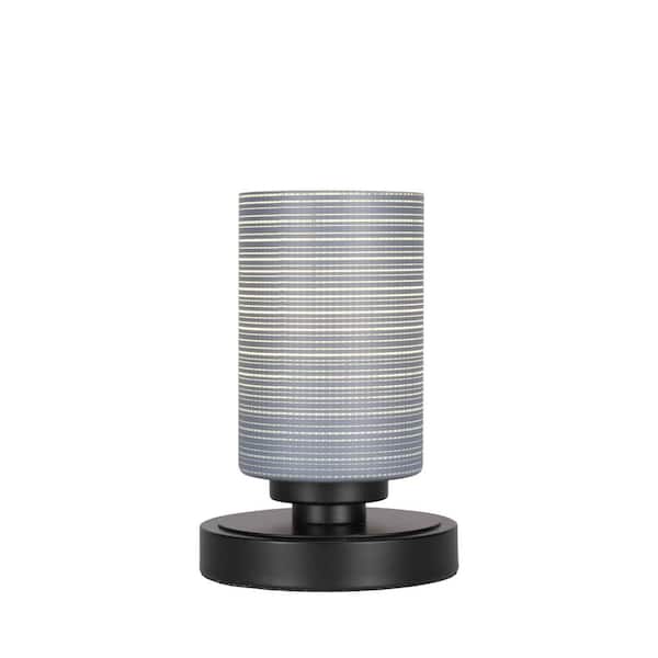 Unbranded Quincy 8 in. Matte Black Accent Lamp with Glass Shade