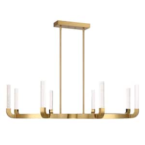 Breegan Jane by Savoy House Del Mar 8-Light Warm Brass Integrated LED Chandelier with Clear Seeded Acrylic Batons